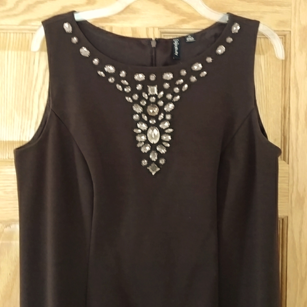 Sparkly Sleeveless Dress by Relativity - Dark Brown - 12 - Picture 1 of 15